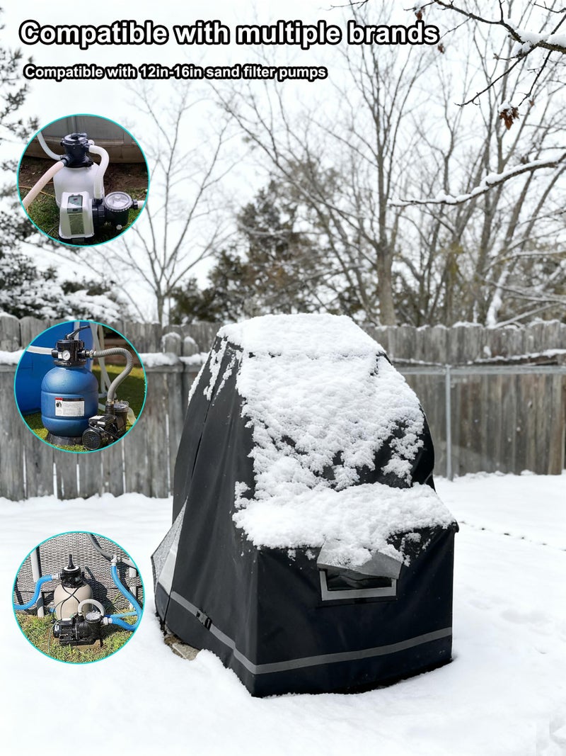 XCZ Sand Filter Pump Cover. Winter Insulated Cover. With Sherpa Lining. Suitable for 12-16in Sand Filter Pumps. Black - Image 3