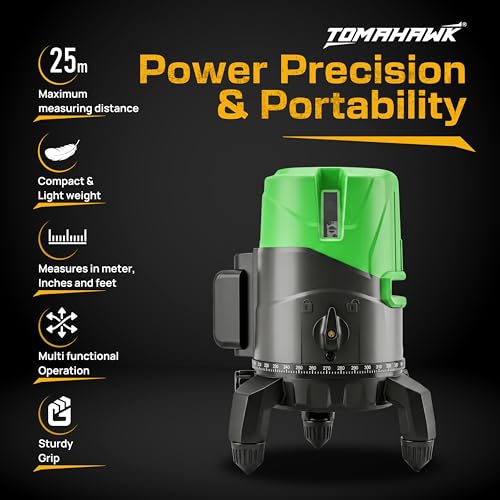 TOMAHAWK Professtional TLL-B-05-N 5 Lines 3D Horizontal and vertical green laser cross self leveling laser level - Waterproof and Rechargeable - Image 5