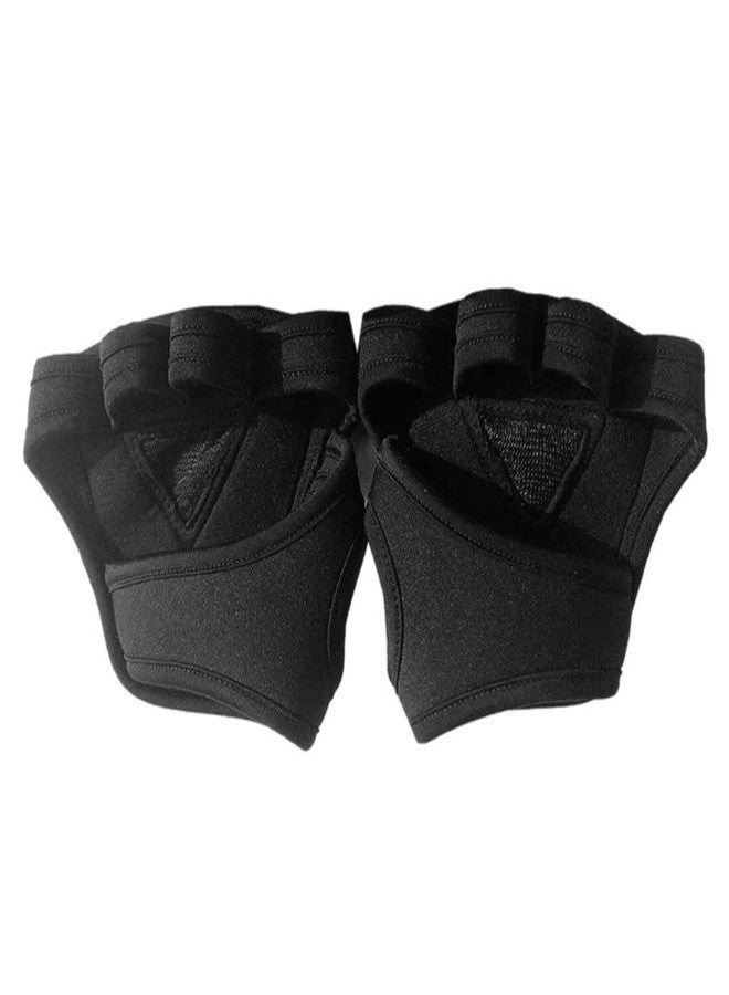 Digital Shoppy Weight Lifting Training Gloves Women Men Fitness Sports Body Building Gymnastics Grips Gym Hand Palm Protector Gloves (L, Black) - Image 1