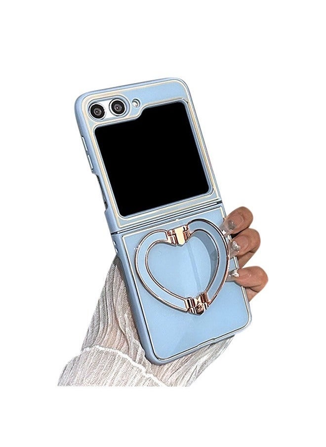 TEAM LUXURY Samsung Galaxy Z Flip 5 Phone Case Flip Cover with Anti-lose Love Heart Ring Ultra-Thin Folding Protective Shockproof Protector with Phone Holder for Samsung Galaxy Z Flip 5 5G  - Image 2