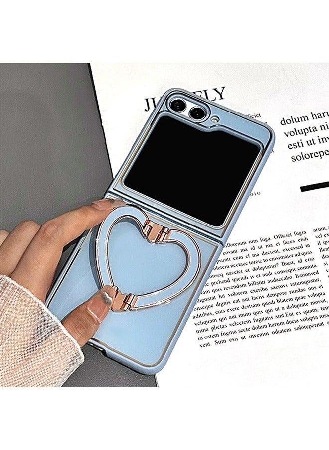 TEAM LUXURY Samsung Galaxy Z Flip 5 Phone Case Flip Cover with Anti-lose Love Heart Ring Ultra-Thin Folding Protective Shockproof Protector with Phone Holder for Samsung Galaxy Z Flip 5 5G  - Image 3