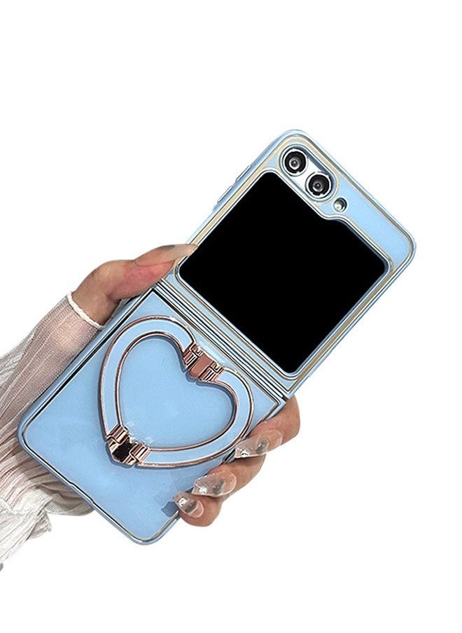 TEAM LUXURY Samsung Galaxy Z Flip 5 Phone Case Flip Cover with Anti-lose Love Heart Ring Ultra-Thin Folding Protective Shockproof Protector with Phone Holder for Samsung Galaxy Z Flip 5 5G  - Image 1