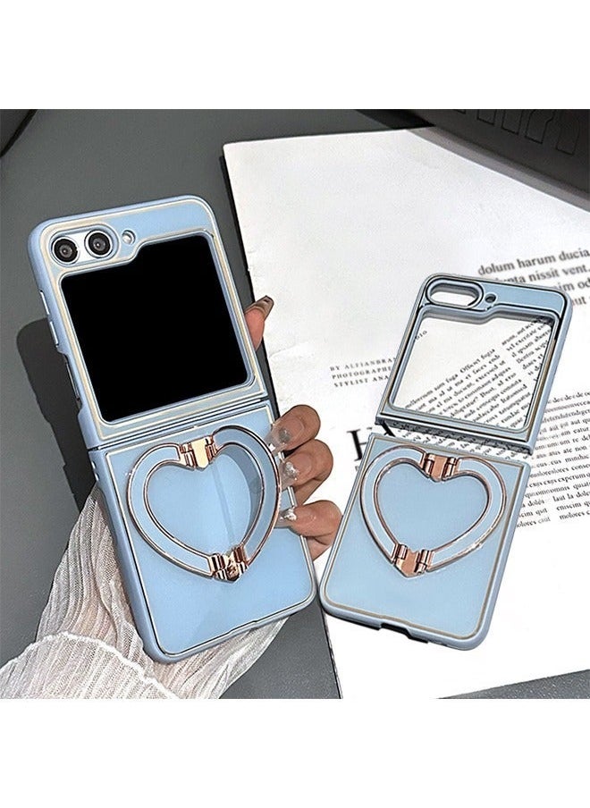 TEAM LUXURY Samsung Galaxy Z Flip 5 Phone Case Flip Cover with Anti-lose Love Heart Ring Ultra-Thin Folding Protective Shockproof Protector with Phone Holder for Samsung Galaxy Z Flip 5 5G  - Image 4