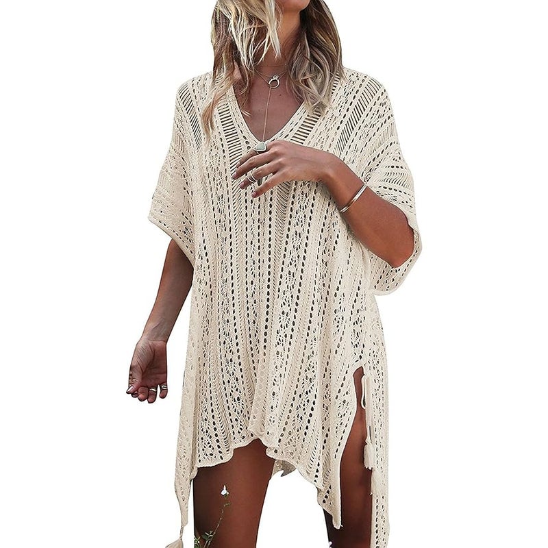 HARHAY Women's Summer Swimsuit Bikini Beach Swimwear Cover up Beige - Image 1