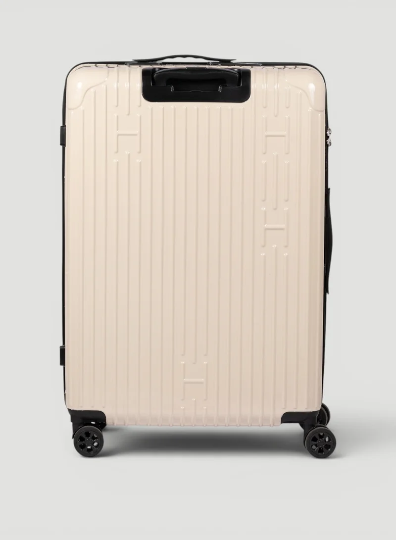 Hardside Expandable Check-In Luggage - 28 Inch Luggage with Spinner Wheels - Built-In Digital Weight Scale - TSA-Approved Lock - Champagne