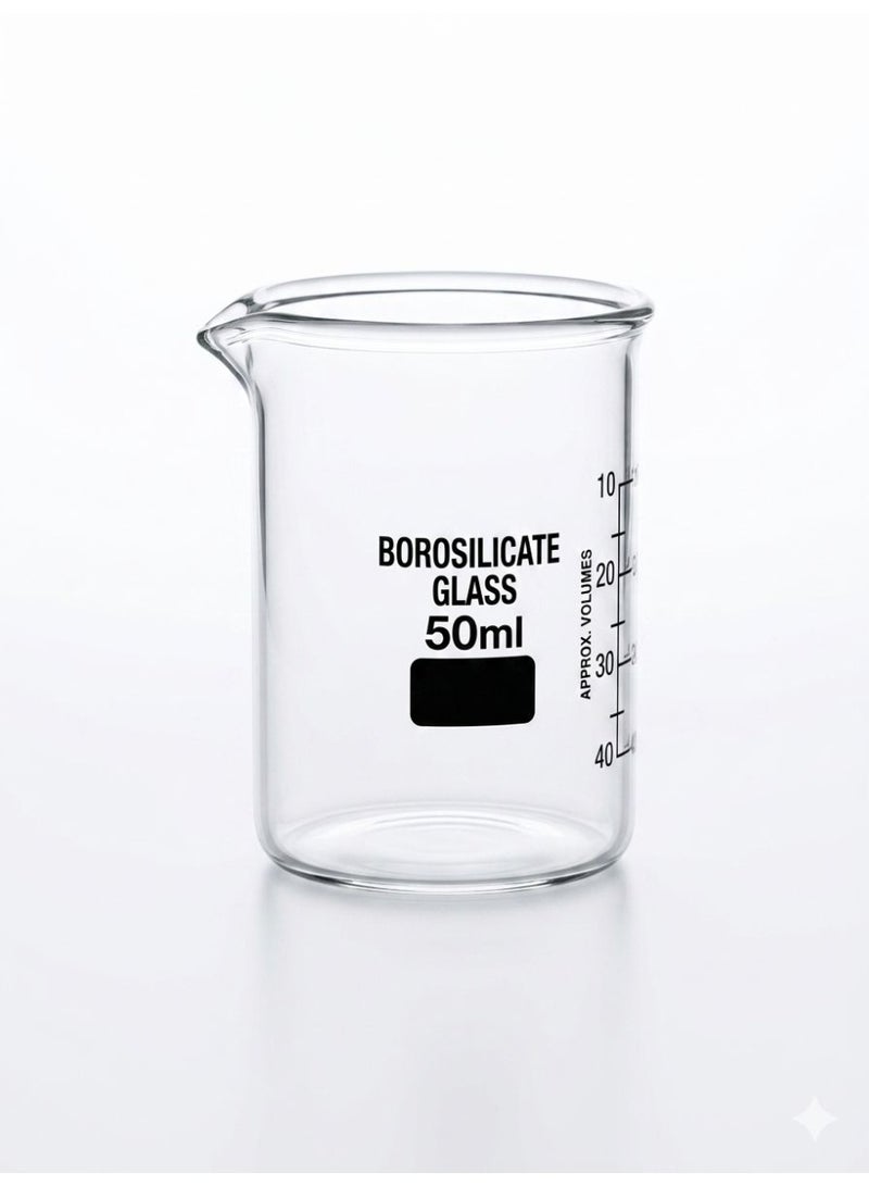 OMSONS Glass Beaker Set (50ml, 100ml, 250ml & 500ml) | Borosilicate Glass 3.3 Graduated Measuring Beakers | Heat-Resistant & Chemical-Resistant | Laboratory & Kitchen Measuring Cups | Pack of 4 - Image 2