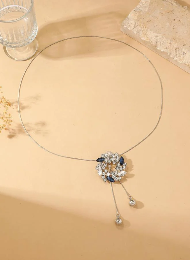 Take Two  Rhinestone Floral Shaped Tassel Pendant Necklace for Women | Best Price UAE
