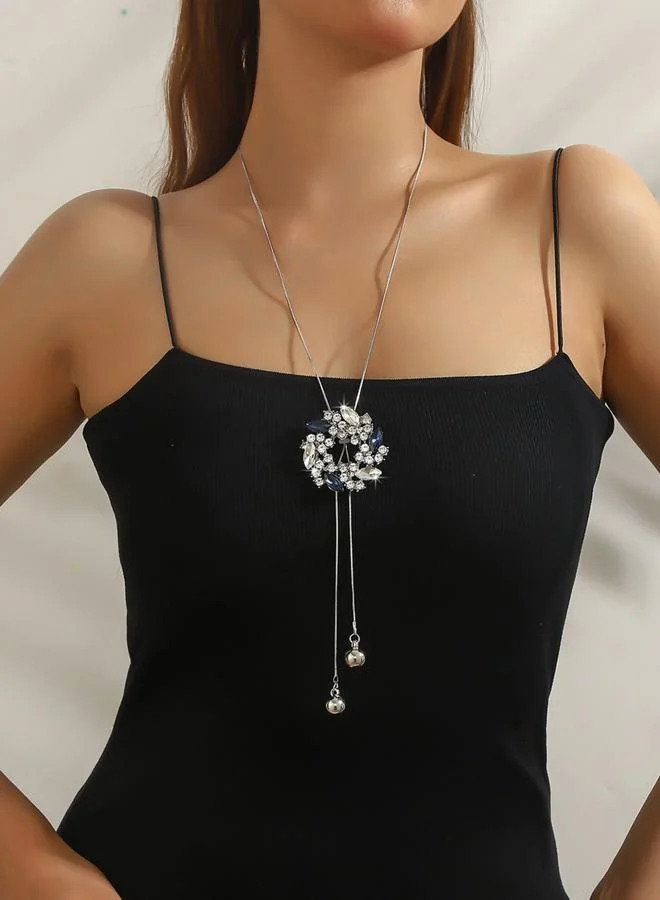 Take Two  Rhinestone Floral Shaped Tassel Pendant Necklace for Women | Best Price UAE