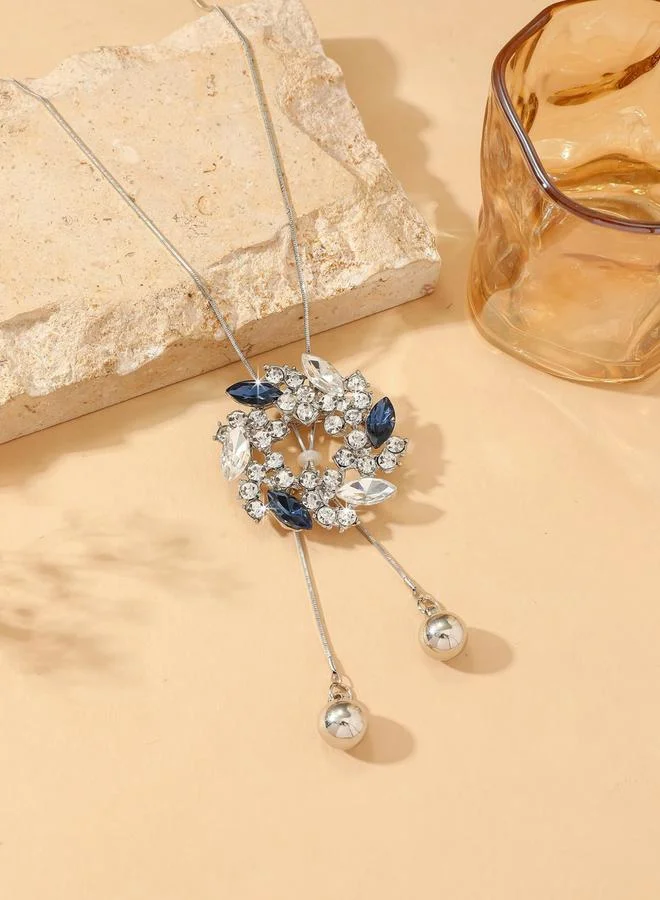 Take Two  Rhinestone Floral Shaped Tassel Pendant Necklace for Women | Best Price UAE