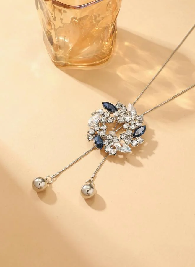 Take Two  Rhinestone Floral Shaped Tassel Pendant Necklace for Women | Best Price UAE