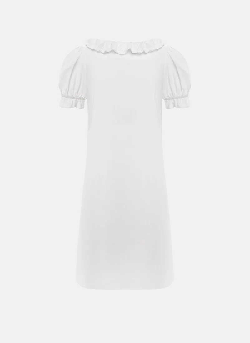 Lichi  Mini dress in lightweight fabric with lace ruffles for Women | Best Price UAE