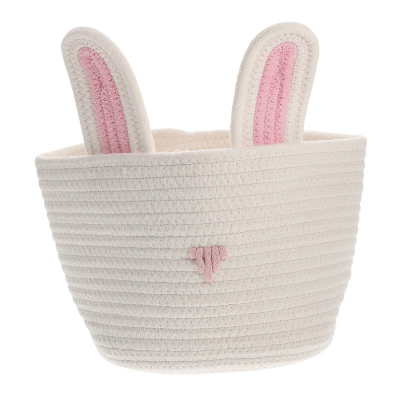 White Cotton Rope Woven Storage Basket Organizer For Toys Snacks And Home Decor - Image 2