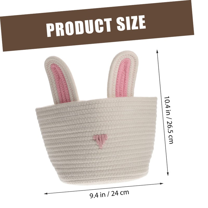 White Cotton Rope Woven Storage Basket Organizer For Toys Snacks And Home Decor - Image 3
