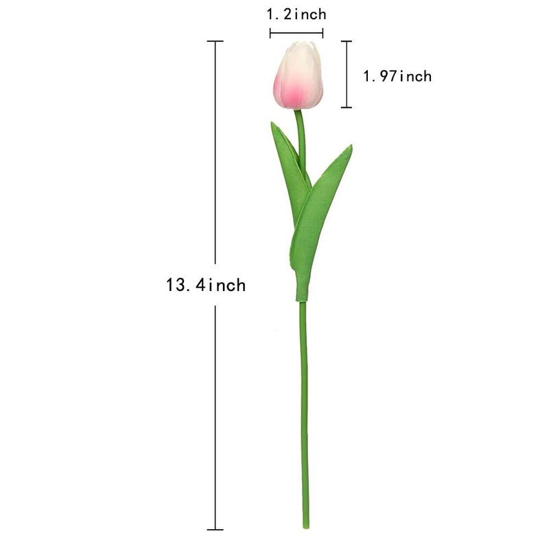 IPOPU 24PCS Pink Tulips Artificial Flowers Light Pink Tulips Fake Flowers for Tulip Flower Arrangements Home Decor Wedding Bridal Bouquet Party Baby Shower Centerpieces (Light Pink) - Image 3