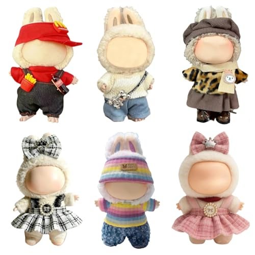 VVQUI 6 Pack Clothes for LABUBU 17cm Doll NO Dolls Exquisite Luxury Designer Outfits with Hats Accessories Fashion and Premium Doll Clothing Set Suitable for Dress up Unique Style - Image 1