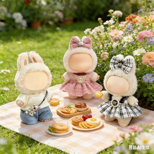 VVQUI 6 Pack Clothes for LABUBU 17cm Doll NO Dolls Exquisite Luxury Designer Outfits with Hats Accessories Fashion and Premium Doll Clothing Set Suitable for Dress up Unique Style - Image 5