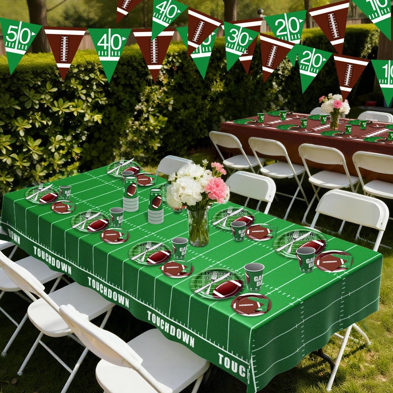 BAIVV Football Party Decorations Kit for 24 Guests - 99Pcs Tableware with Dinner Plates, Dessert Plates, Cups, Napkins, Tablecloth & Banner, Supplies and Favors for Birthday, Tailgate, Game Day (Football) - Image 3