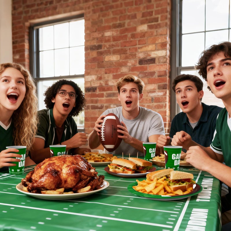 BAIVV Football Party Decorations Kit for 24 Guests - 99Pcs Tableware with Dinner Plates, Dessert Plates, Cups, Napkins, Tablecloth & Banner, Supplies and Favors for Birthday, Tailgate, Game Day (Football) - Image 4