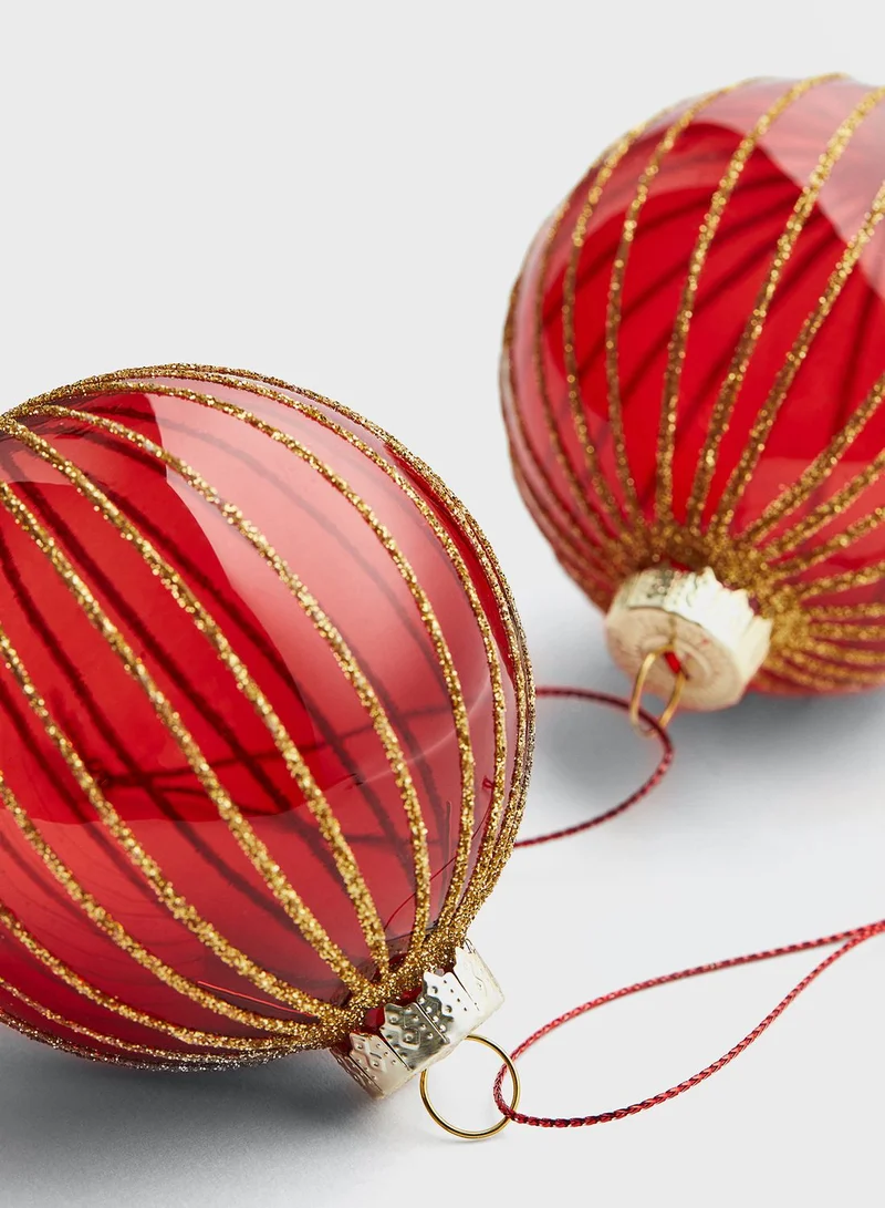 H&M 2-Pack Glittery Glass Christmas Tree Baubles