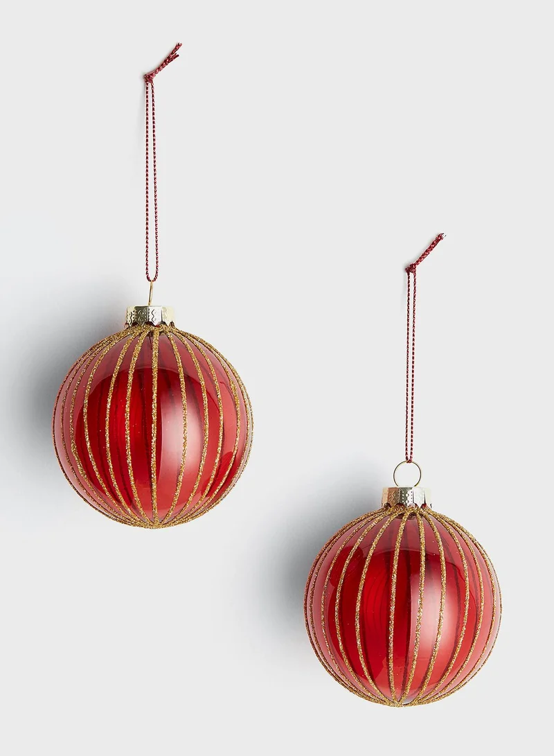 H&M 2-Pack Glittery Glass Christmas Tree Baubles