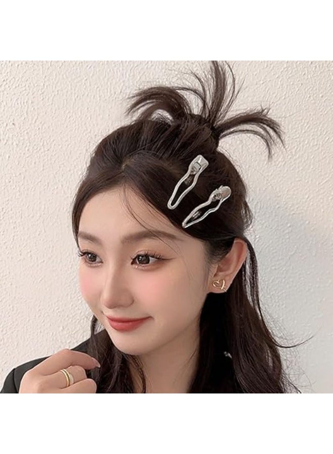 4 قطع فضية موجة معدنية مقاطع الشعر, مقاطع الشعر التمساح للنساء, مشبك شعر للبنات, مقاطع الشعر غير الانزلاق, مقاطع الشعر سميكة رقيقة, ملحقات الشعر - Image 4