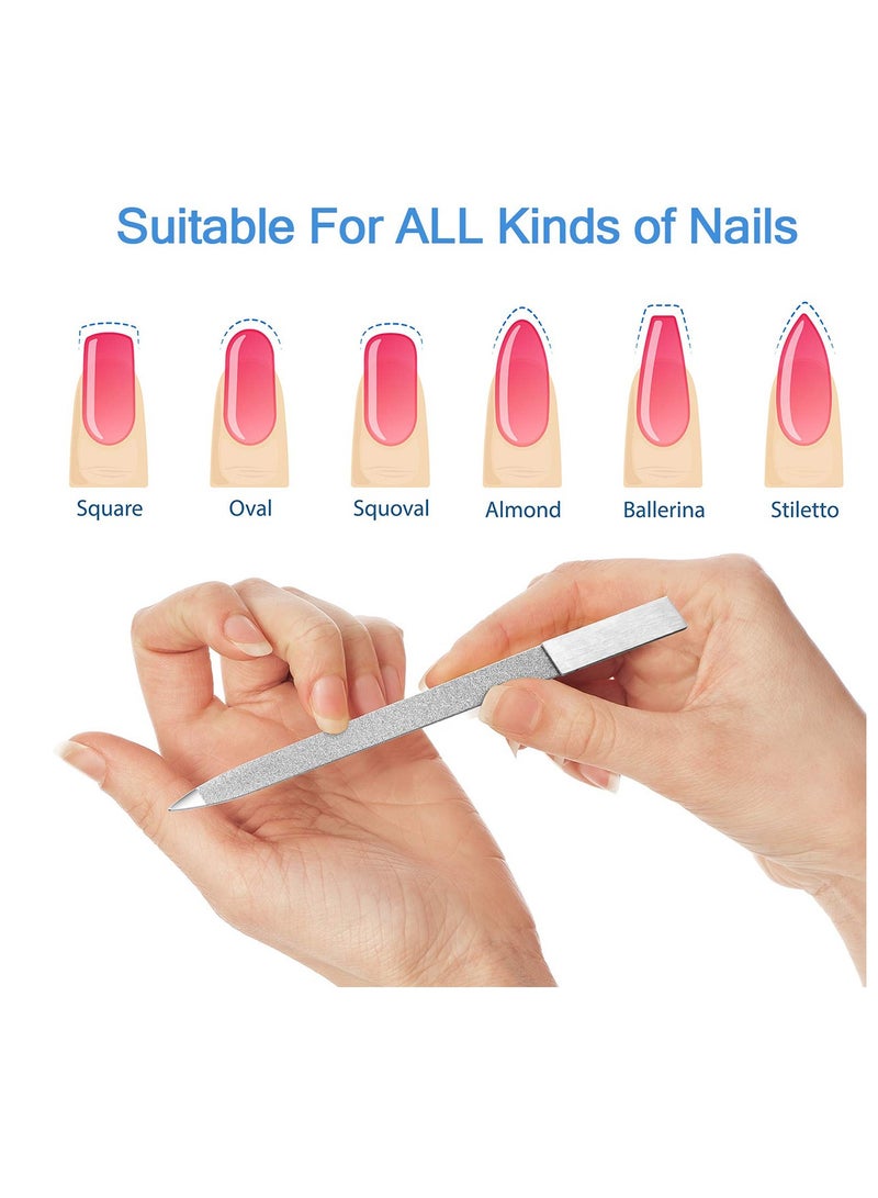 Diamond Nail File Stainless Steel Double Side Nail File Metal File Buffer Fingernails Toenails Manicure Files for Salon and Home (7 Inch) 6 Pieces - Image 2
