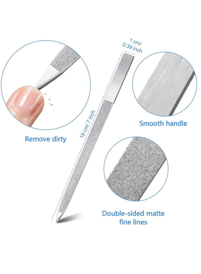 Diamond Nail File Stainless Steel Double Side Nail File Metal File Buffer Fingernails Toenails Manicure Files for Salon and Home (7 Inch) 6 Pieces - Image 3