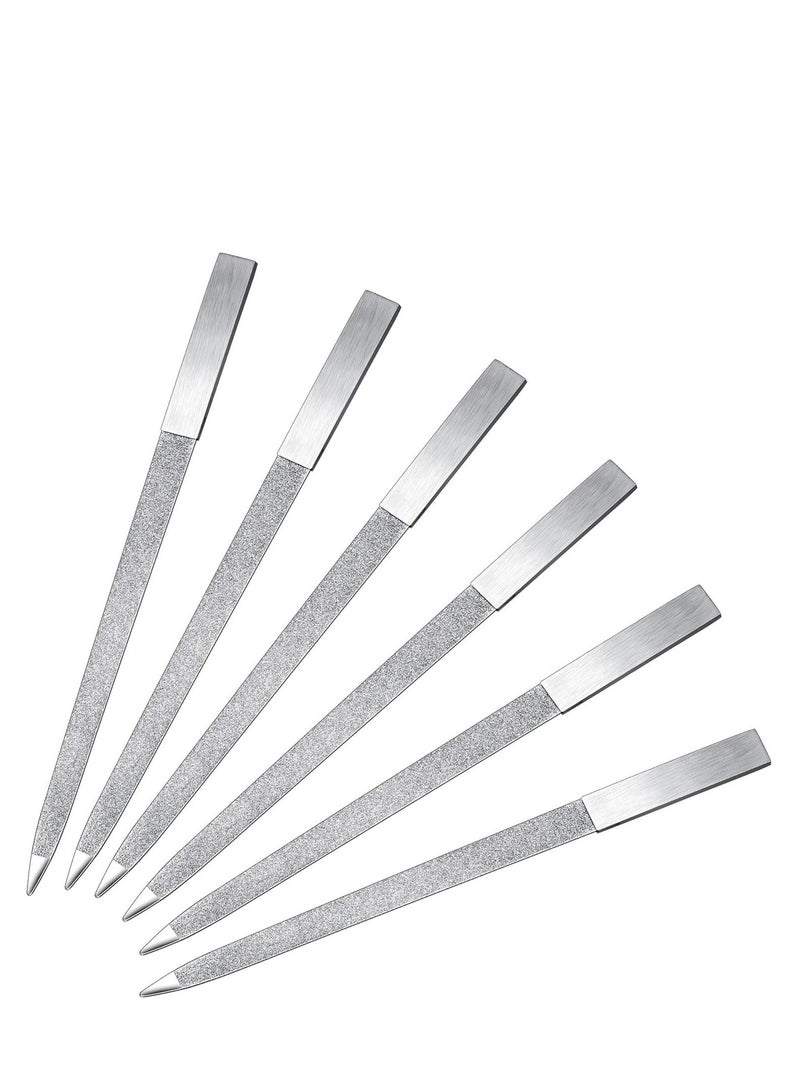 Diamond Nail File Stainless Steel Double Side Nail File Metal File Buffer Fingernails Toenails Manicure Files for Salon and Home (7 Inch) 6 Pieces - Image 1