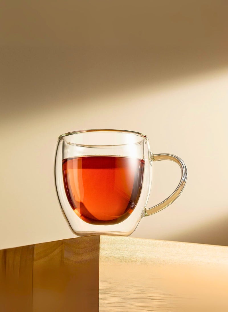 1Chase Set of 2- 150ML Borosilicate Double Wall Coffee Tea Cup with Handle. Insulated Espresso, Coffee & Tea Mugs - Image 2