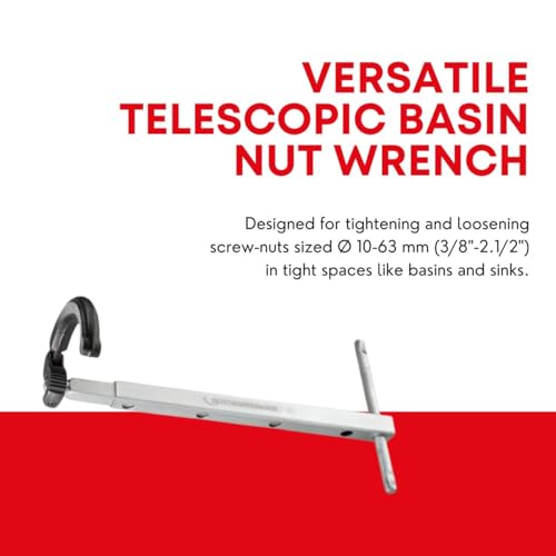 Rothenberger Telescopic Tap Nut Wrench with a 4-Way Extension - Ideal for Basins, Sinks, and Other Confined Spaces - 10-32 mm, Swivel Handle, Spring-Loaded Claw - 70225 - Image 3