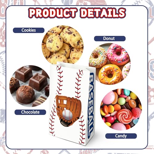 KALEFO 24Pcs Baseball Goodie Bags Strike Game Snack Treat Gift Candy Sports Party Favor Birthday Baby Shower Decorations Theme Supplies - Image 5