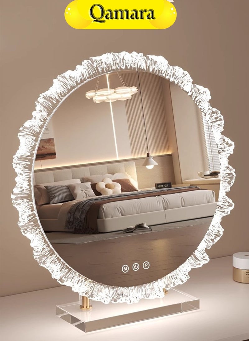 QAMARA LED Vanity Mirror with Dimmable LED Lights, 3 Color Lighting Modes, Plug-in Power, Touch Control,Makeup Mirror with a crystal frame design. - Image 1