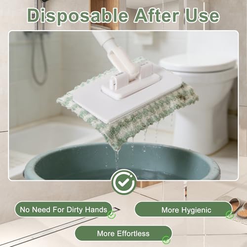 LocdHiue Mini Mop for Corners,Cloth Changing Mini Mop,Zero Touch MiniMop,Automatic Hands Free Push Pull Handle,Disposable Dust Mop with 10 Reusable Cloths for Wall Bathroom Toilet Corners Cleaning - Image 5