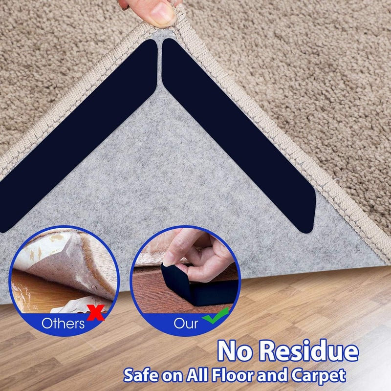 Sollifa Generic 16 Pcs Rug Tape, Dual Sided Washable Removable Prevent Curling Rug Corner Holder - Image 4