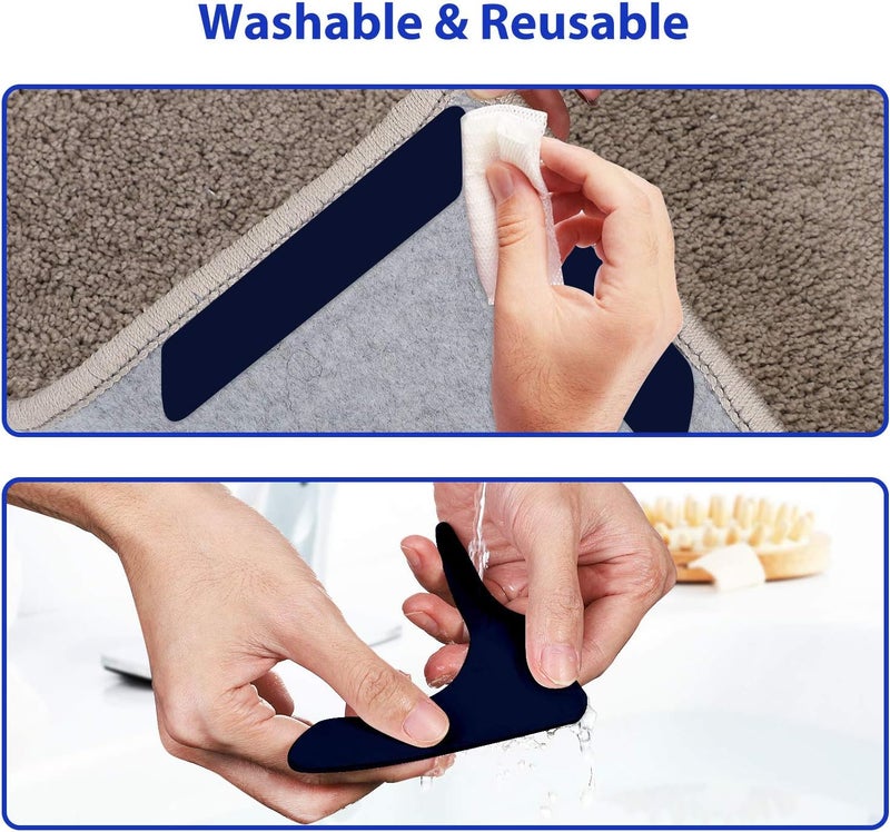 Sollifa Generic 16 Pcs Rug Tape, Dual Sided Washable Removable Prevent Curling Rug Corner Holder - Image 3