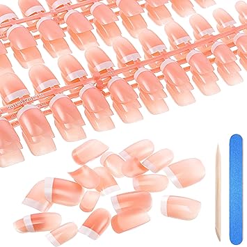 Mudder 360 Pieces French False Nails Artificial Fingernails Pink White French Fake Nail Tips Kit 12 Sizes Full Cover with Nail Files and Stick for Salon DIY Decoration - Image 1