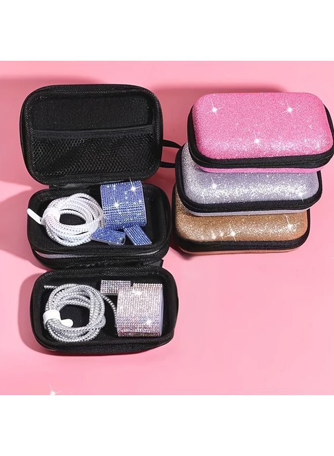 Pink EVA Hard Case For Cable Charger Headphone Storage With Mesh Pocket Portable - Image 5