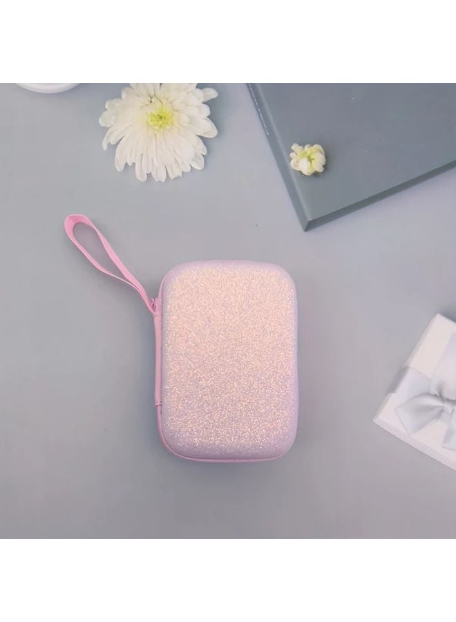 Pink EVA Hard Case For Cable Charger Headphone Storage With Mesh Pocket Portable - Image 1