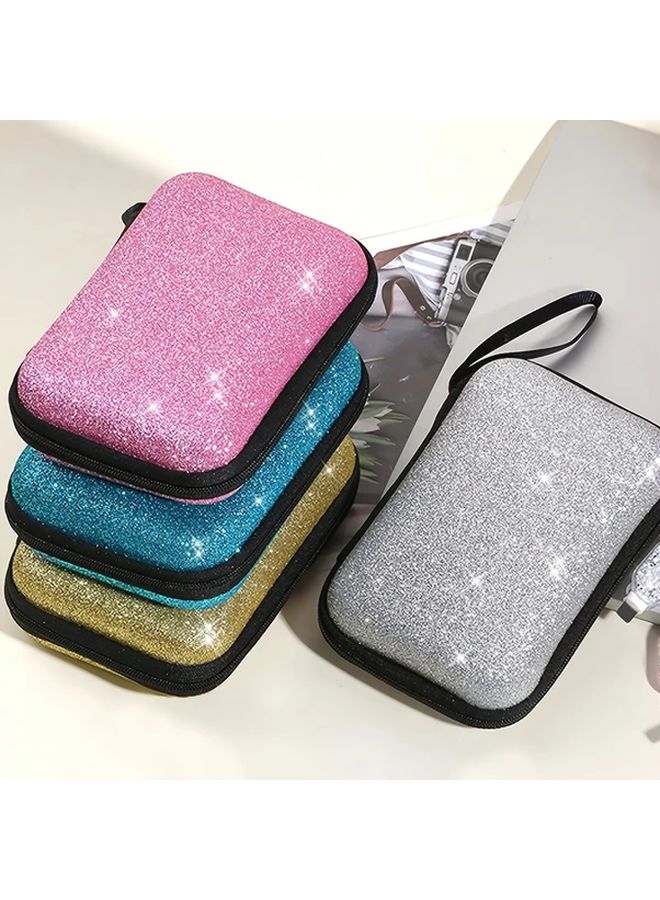 Pink EVA Hard Case For Cable Charger Headphone Storage With Mesh Pocket Portable - Image 2