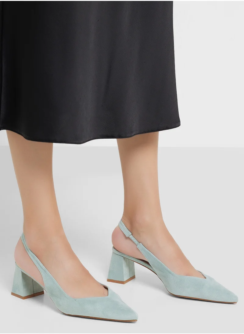 ايلا Tapered Block Heel Suede Sling Back Pump