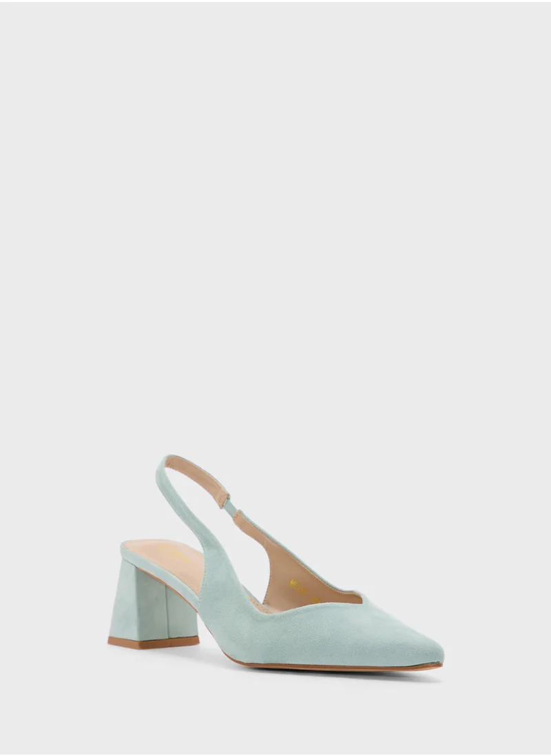 ايلا Tapered Block Heel Suede Sling Back Pump