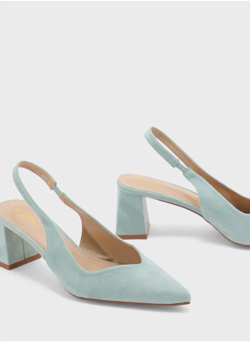 ايلا Tapered Block Heel Suede Sling Back Pump