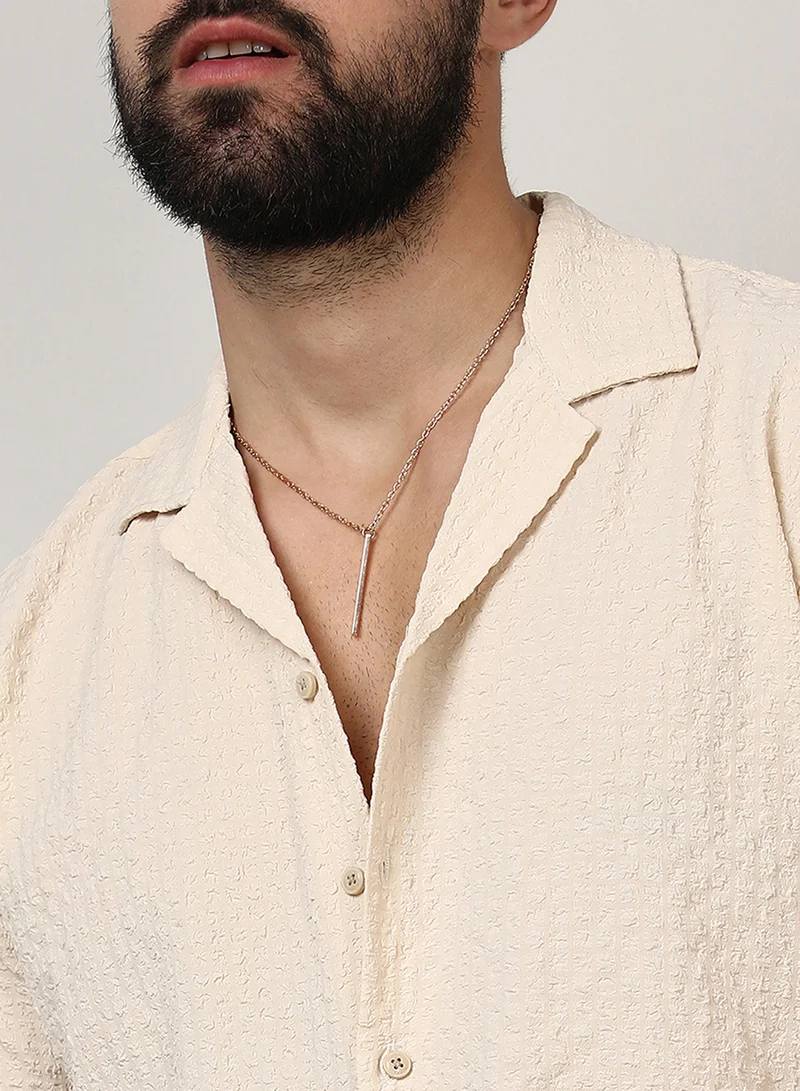 كامبوس سوترا Men's Pale Yellow Micro Creased Shirt