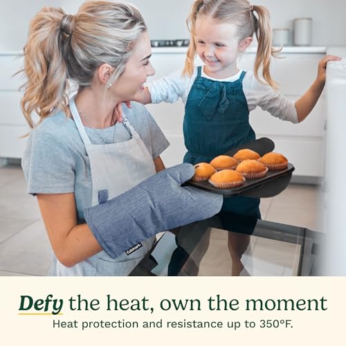 Best Brands Cuisinart Kitchen Oven Mitts – Heat-Resistant Kitchen Mitts for Oven with Non-Slip Neoprene Palm, Long Cuff, and Cotton Filling – Durable Oven Gloves for Cooking, Baking, & Grilling (Chambray) - Image 3