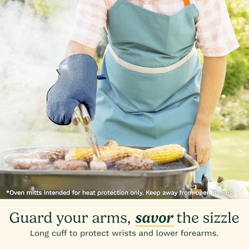Best Brands Cuisinart Kitchen Oven Mitts – Heat-Resistant Kitchen Mitts for Oven with Non-Slip Neoprene Palm, Long Cuff, and Cotton Filling – Durable Oven Gloves for Cooking, Baking, & Grilling (Chambray) - Image 5