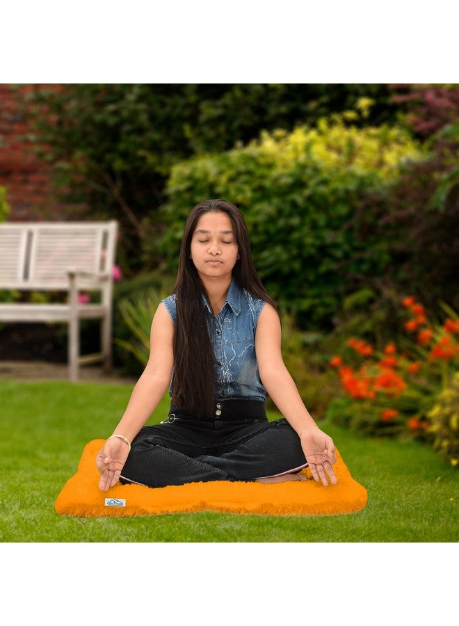 NEXTGO Floor Seat Cushions Yoga Meditation Mat Pooja aasan Soft Extra Comfortable Feather Touch Last Long Upto Washable Material Size 24 x 30 Inch 2 x 2.5 Fit Color Orange - Image 2