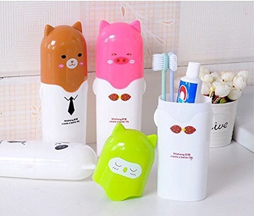 TEKZIE Tekzie Plastic Travel Portable Kids and Adult Toothbrush Toothpaste Cup Case Cover Holder Combo of 2 Multicolor  - Image 5
