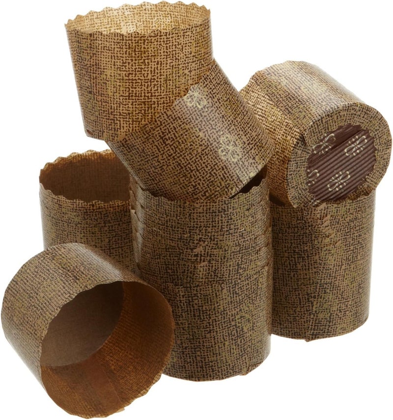 Honey Can Do Honey-Can-Do Mini Panettone Mold, 25-Pack, 9.5-Inches H x 2.375-Inches W, Gold on Brown