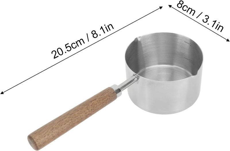 Mini Saucepan 304 Stainless Steel, Walnut Handle, 200ml Portable Milk Butter Warmer Pot - Comfortable Grip, Prevent Scalding, for Kitchen and Outdoor Use - Image 4