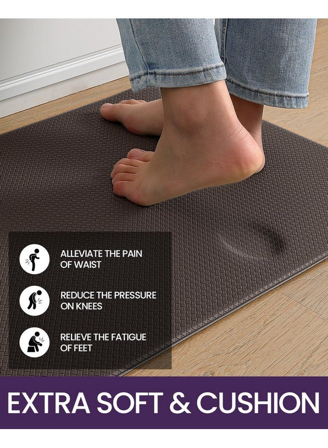 DEXI Kitchen Floor Mats Cushioned Anti Fatigue,17x29+17x59, Standing Runner Rug Waterproof, Comfort Memory Foam Padded for Front Sink Laundry Set of 2, Brown - Image 3